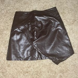 Chocolate Faux Leather Skort